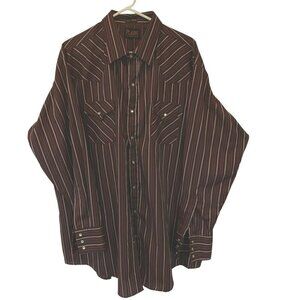 Plains Men's Classic Striped Long Sleeve Western Shirt Tall Size XXLT Cowboy